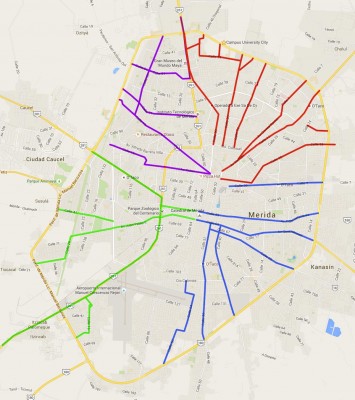 Grandes calles de Mérida, distribuidores radiales, calles exógenas de Mérida, Yucatán