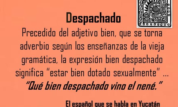 DESPACHADO: “QUÉ BIEN DESPACHADO VINO EL NENÉ.”