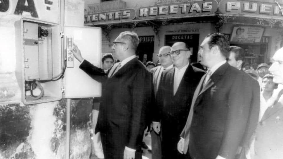 El primer semáforo en la ciudad de Mérida